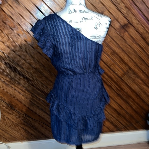 NASTY GAL Blue Ruffle One Shoulder Dress 8 - Picture 5 of 5